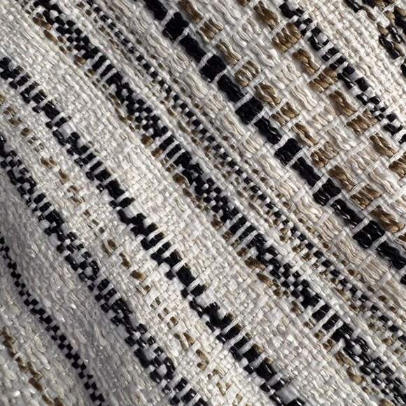 Chicos Tweed Zip Jacket Womens XL Striped Neutral Lagenlook Oversized Thick Boho - Picture 5 of 8